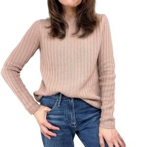 C by Bloomingdales 2-Ply Cashmere Ribbed Pink Sweater Medium
